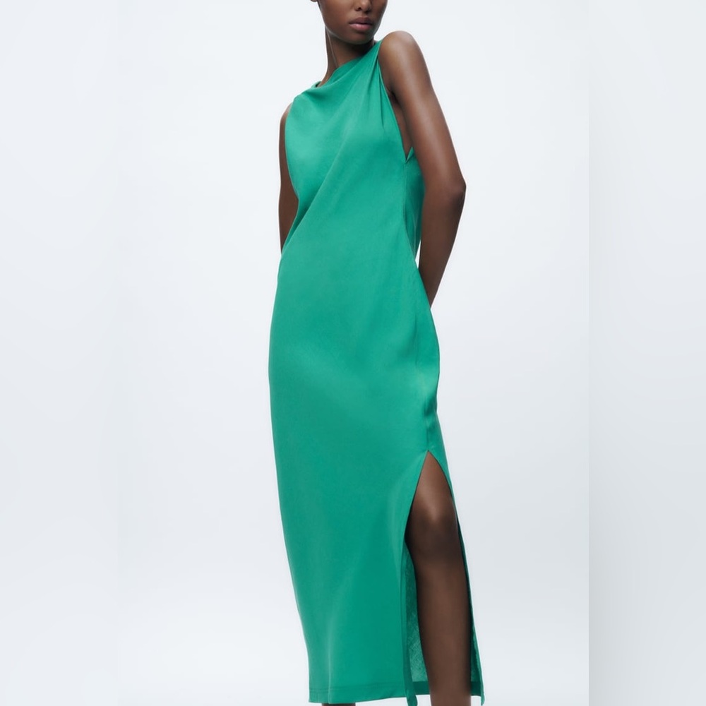 Zara Linen Ruched Dress, Size XL (fits like M)
